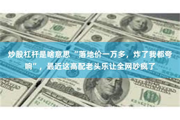 炒股杠杆是啥意思 “落地价一万多，炸了我都夸响”，最近这高配老头乐让全网吵疯了